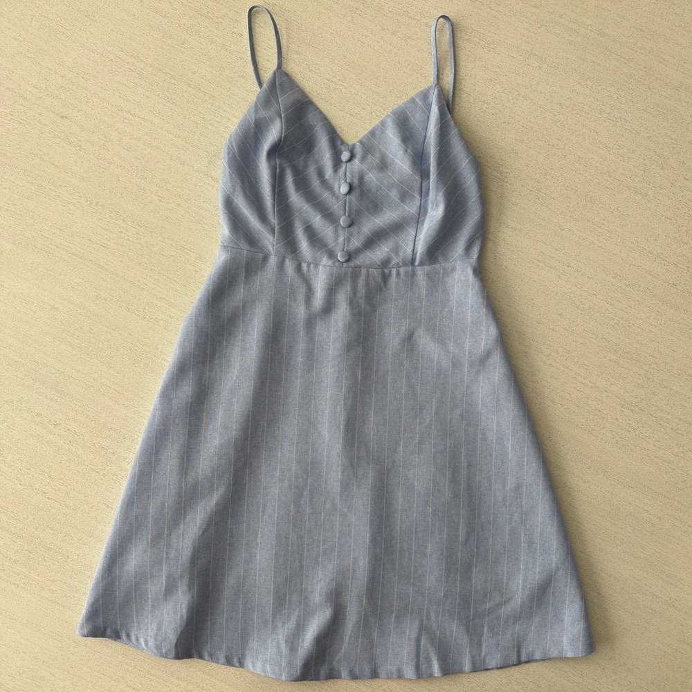 Lulu’s Blue Striped Sleeveless Skater Dress